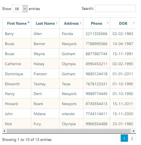 ساخت DataTable با PHP و MySQL